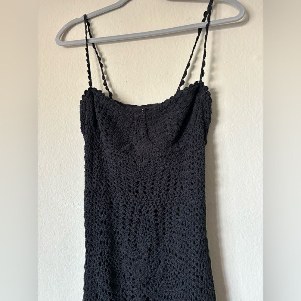 Free People Dahlia Midi Black Dress Backless Crochet Halter Size XS - Picture 9 of 12